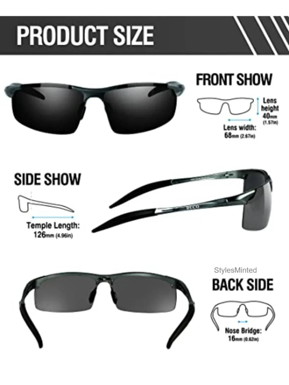 Polarized Sport Sunglasses with Metal Frame UV Protection